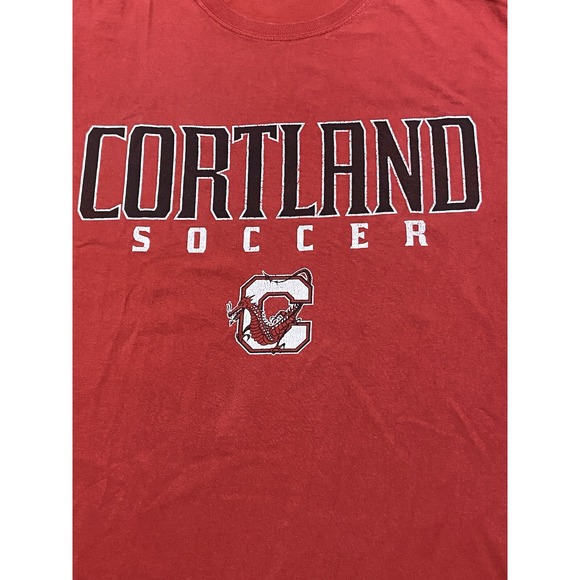 Vintage 90's Soccer Men's Cortland Red Size XL T-shirt Faded - Picture 2 of 6
